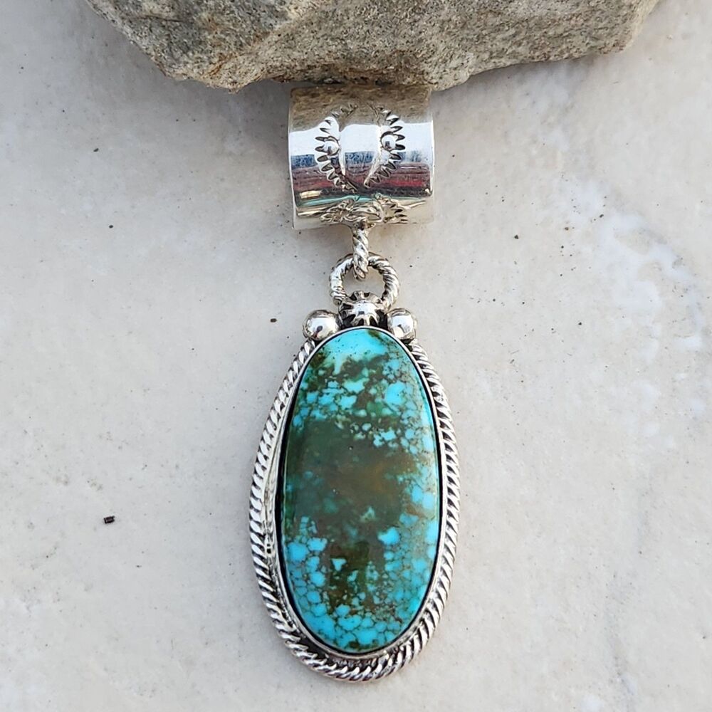 Spiderweb Birds Eye Kingman Turquoise Navajo Handmade Pendant